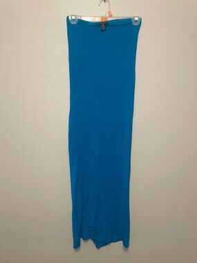 REVAMPED Stretch Maxi Tube Long Skirt in Bright Aqua Green/Blue $25 Size Small